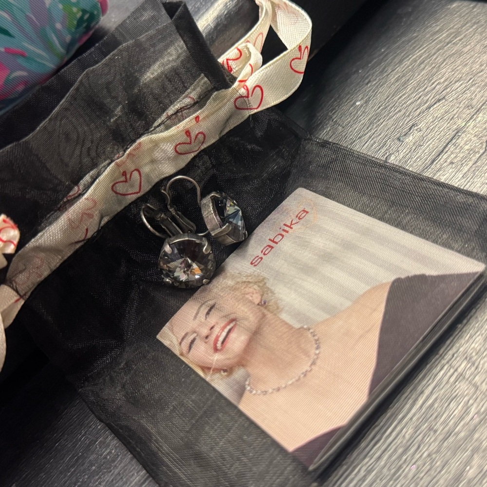 Sabika Black Crystal Earrings - Picture 2 of 2